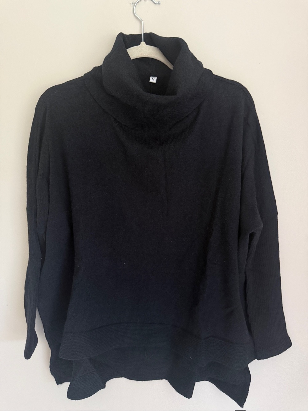 NWOT Amazon Women's Black Cowl Neck Sweater - Classic Knit, size medium